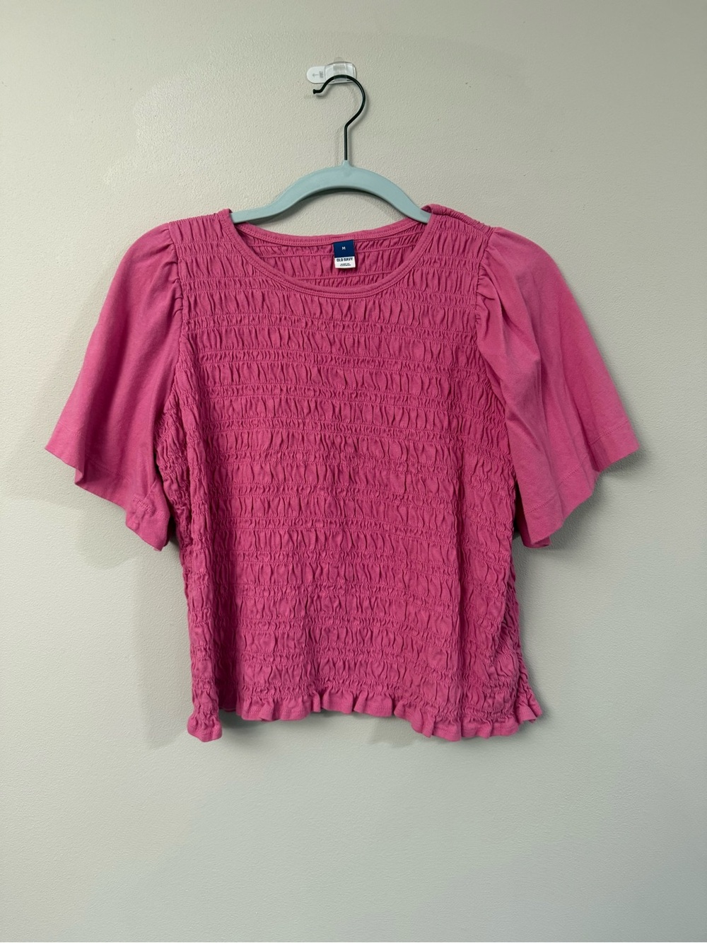 Old Navy Pink Smocked Flutter Sleeve Top